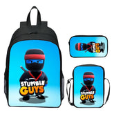 Stumble Guys Schoolbag Backpack Lunch Bag Pencil Case 3pcs Set Gift for Kids Students